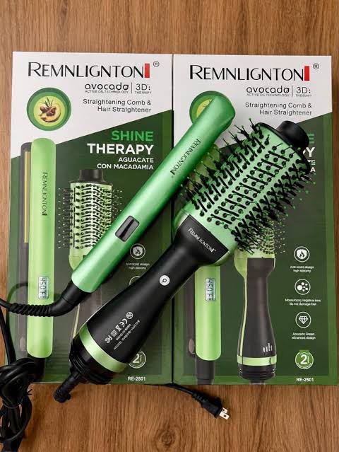 Combo Cepillo + Plancha para Cabello de Aguacate