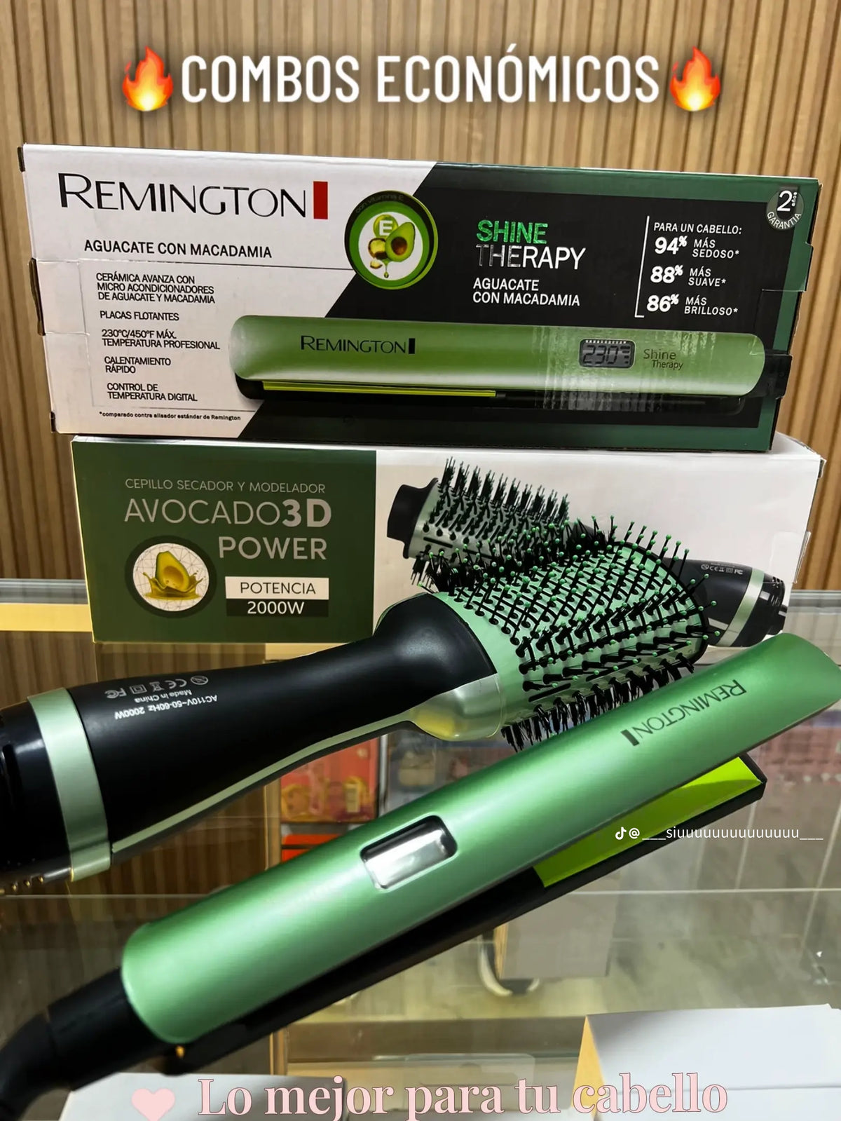 Combo Cepillo + Plancha para Cabello de Aguacate