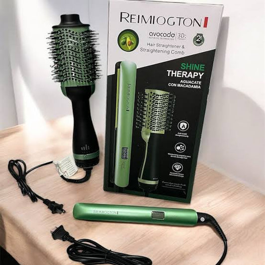 Combo Cepillo + Plancha para Cabello de Aguacate